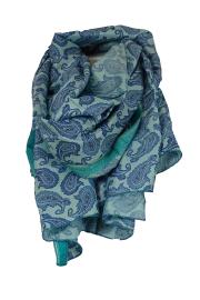 Silketørklæde Sarong Paisley Blue